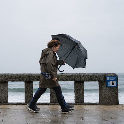 Dos personas se refugian de la lluvia con paraguas en la comarca de Salnés, a 27 de enero de 2025, en Salnés, Pontevedra, Galicia (España). La borrasca 'Herminia' recorre la Península hoy y llegará hasta el Mediterráneo y Baleares al final del día cuando se producirán los fenómenos más adversos de este temporal que provocará que en 15 comunidades autónomas se activen avisos. Lo peor de la borrasca se espera en el litoral gallego que se encuentra en aviso rojo por olas que podrían alcanzar los 12 metros. Además, se espera la entrada de una masa de aire marítimo polar más frío durante la segunda mitad del día.
27 ENERO 2025;HERMINIA;PONTEVEDRA;GALICIA;COSTA: GALLEGA
Elena Fernández / Europa Press
27/01/2025