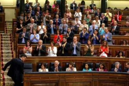 Pedro Sánchez, después de si intervención en el Pleno del Congreso.