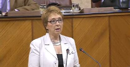 La consejera de Hacienda de Andalucía, Carmen Martínez Aguayo, en el Parlamento esta viernes.