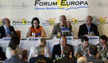 Joan Rib&oacute;, alcalde de Valencia, durante su intervenci&oacute;n en el hotel Las Arenas.