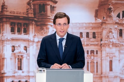 Almeida, durante el debate electoral en Telemadrid.