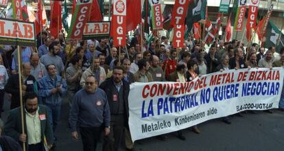 Una pasada manifestación en Bilbao por el convenio del Metal vizcaíno.
