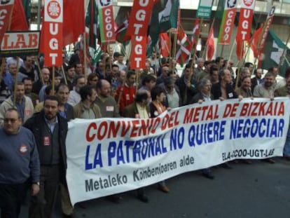 Una pasada manifestación en Bilbao por el convenio del Metal vizcaíno.