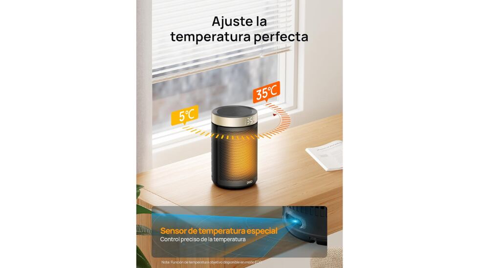 El calefactor cerámico incorpora un termostato inteligente.