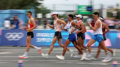 Spanish race walker Álvaro Martín, second from right, during the event.