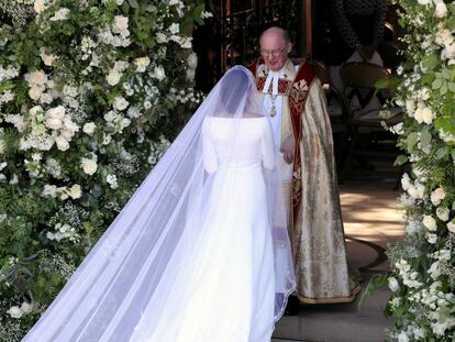 Meghan Markle arrives at St George's Chapel at Windsor Castle for her wedding to Prince Harry. Saturday May 19, 2018. Andrew Matthews/Pool via REUTERS