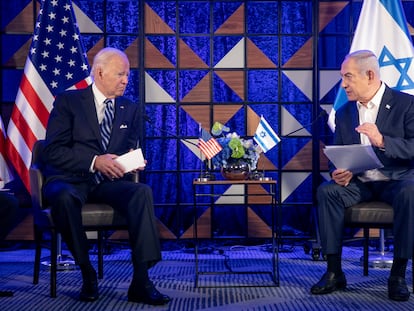 Joe Biden y Benjamín Netanyahu, el 18 de octubre en Tel Aviv.