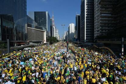 Protesto na Avenida Paulista neste domingo.