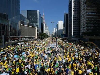 Protesto na Avenida Paulista neste domingo.