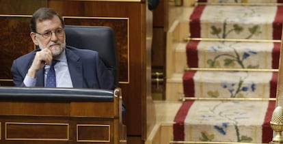 El presidente español, Mariano Rajoy, en el congreso de los diputados el 25 de abril de 2018.