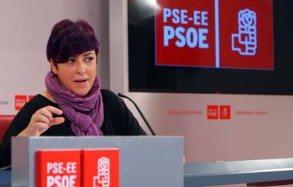 Eider Gardeazabal, durante la rueda de prensa en Bilbao.