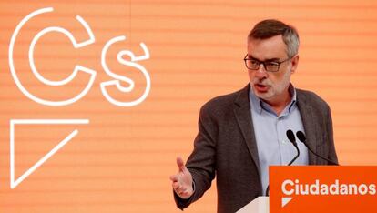 El secretario general de Cs, José Manuel Villegas, el martes en rueda de prensa. 