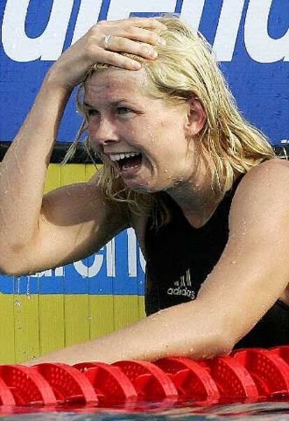 La alemana Britta Steffen, nueva plusmarquista mundial de los 100 libre en categoría femenina.