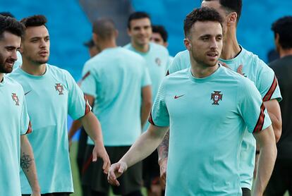 Diogo Jota, durante el entrenamiento de Portugal en La Cartuja.