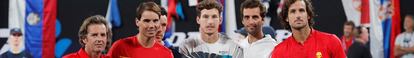 Roig, Nadal, Bautista, Carreño, Ramos y Feliciano, en enero en la ATP Cup. /