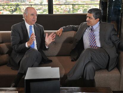 Francisco González y Nandan Nilekani, en el despacho del presidente del BBVA.