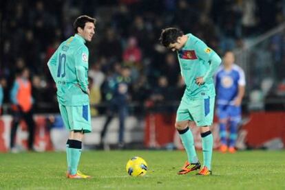 Messi y Villa, durante el partido del Barça contra el Getafe.