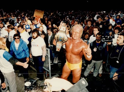 Uno de sus grandes momentos profesionales: con el cinturón del mejor luchador de la WWF, en Toronto (Canadá), 1986.
