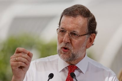 El presidente del Gobierno, Mariano Rajoy, durante un acto electoral de esta semana.
