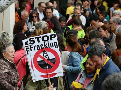 Protesta el 2015 a Medina de Pomar (Burgos) contra el 'fracking'.