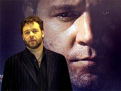 Russell Crowe, ayer en Barcelona en la presentación de su nueva película <i>Master & commander: al otro lado del mundo.</i>