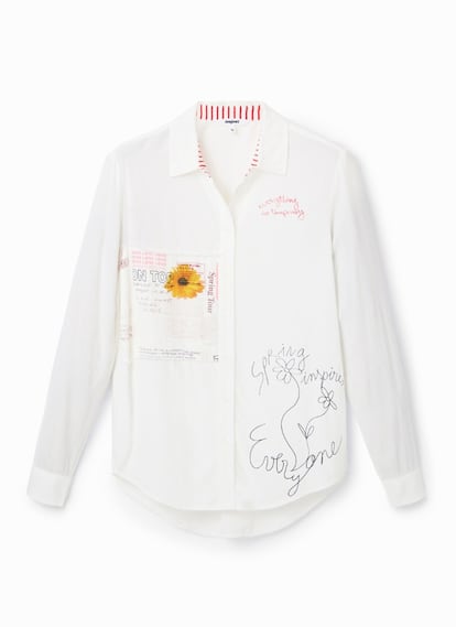 La tradicional camisa blanca se reinventa gracias a Desigual. Y es que, la firma catalana le da un ‘twist’ en clave ‘arty’. 69,95 €