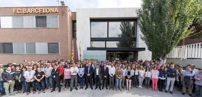 La protesta de los trabajadores del Camp Nou.