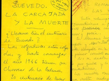 Algunos de los más de mil setecientos escritos de Ramón Gómez de la Serna adquiridos por la Biblioteca Nacional de España.