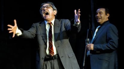 Boris Ruiz y Eduard Fern&aacute;ndez, ayer por la noche en Teatre Lliure.