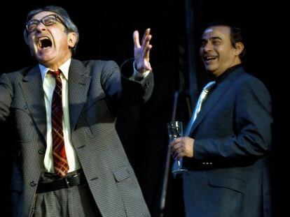 Boris Ruiz y Eduard Fern&aacute;ndez, ayer por la noche en Teatre Lliure.