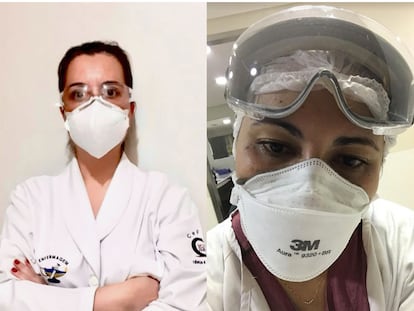 As enfermeiras Luciana Martizez e Denise Reis Dias Pupin.