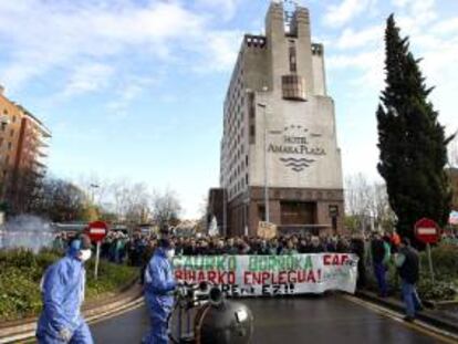 Manifestación de la empresa CAF en San Sebastián en protesta por el ERE