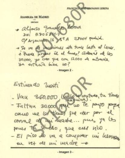 Carta remitida por el exsecretario general del PP de Madrid, Francisco Granados, al constructor David Marjaliza, alias Mortimer.