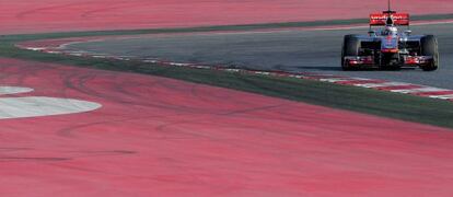 Jenson Button durante los entrenamientos de Montmeló