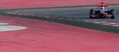 Jenson Button durante los entrenamientos de Montmel&oacute; 