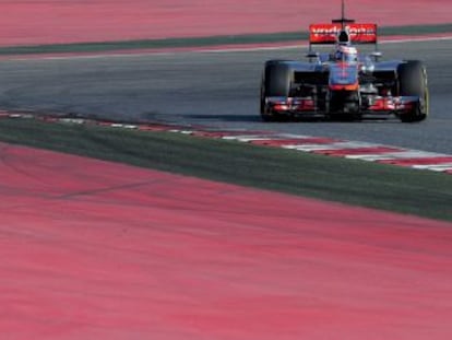 Jenson Button durante los entrenamientos de Montmel&oacute; 