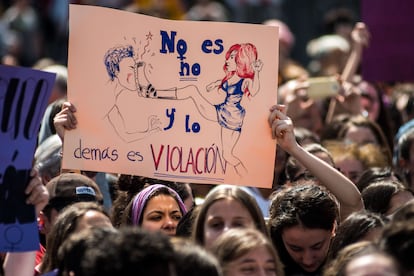Manifestación en Madrid contra la sentencia de La Manada, en octubre de 2018.