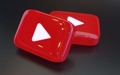 Dos iconos rojos de YouTube en 3D