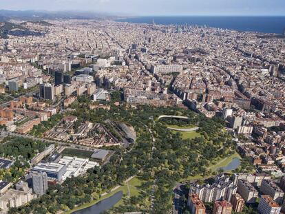 Propuesta Nou Parc de ON-A para la reforma del Camp Nou y la renaturalización de Barcelona. |