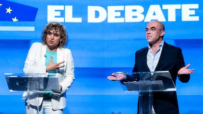 Dolors Montserrat (PP) y Jorge Buxadé (VOX), durante el debate.