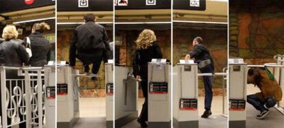 Cinco personas se cuelan de maneras distintas en la estación de Passeig de Gràcia, en imágenes tomadas en sólo 30 minutos.