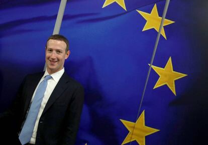 El fundador de Facebook, Mark Zuckerberg, durante su visita a la sede de la Comisión Europea en Bruselas.