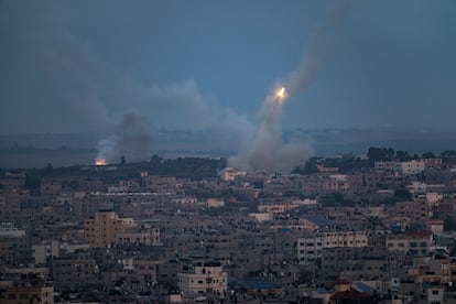 Rockets fired from the Gaza strip towards Israel on Wednesday, October 11, 2023.