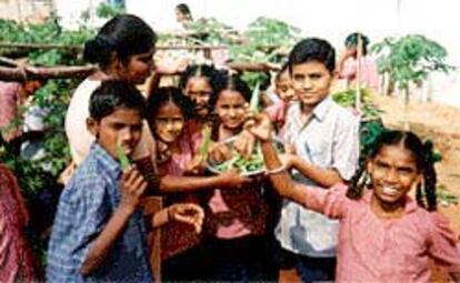 Niños de un centro de Bathalapalli, en la India.
