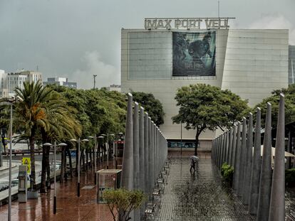 Cine Imax Port Vell de Barcelona cuando cerró en 2014 por la falta de asistentes a sus sesiones.