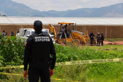 Un policía municipal resguarda la zona de un hallazgo, en Zapopan, este martes.