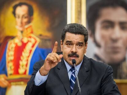 Nicolás Maduro, durante la rueda de prensa