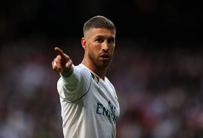 Sergio Ramos, durante el partido de vuelta de semifinales de Champions contra el Bayern.