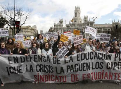 Imagen de la protesta anti-Bolonia en el centro de Madrid