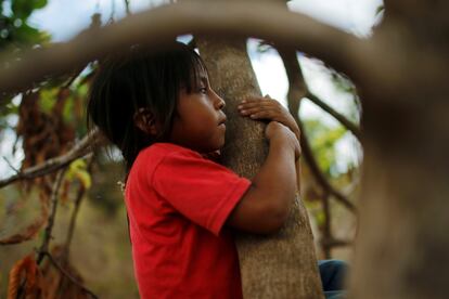 Un ni?o de la comunidad indgena guajajara, en la aldea de Bacurizinho, en el Estado de Maranhao, en el nordeste de Brasil, en octubre de 2020.